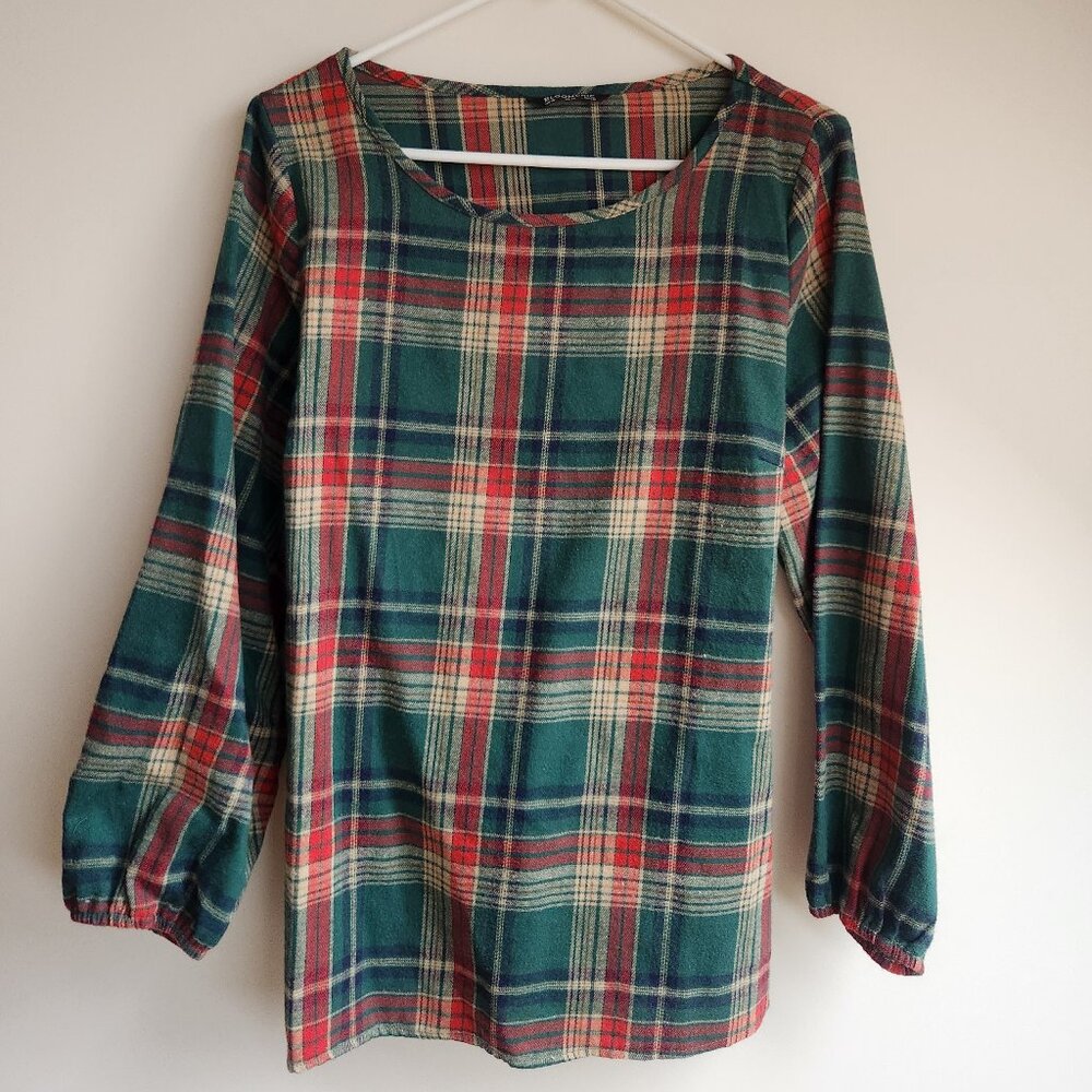 BloomChic Holiday Plaid Long Sleeve Tie-Back Top Size 12